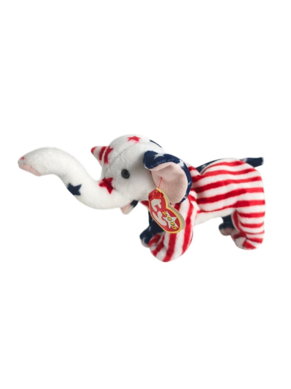 Ty Beanie Baby Righty the Elephant Plush 2000 July 4th Patriotic Collectible